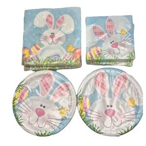 Cottontail Fun Easter Dessert Plates Dinner & Cocktail Napkins for 16 NEW Sealed